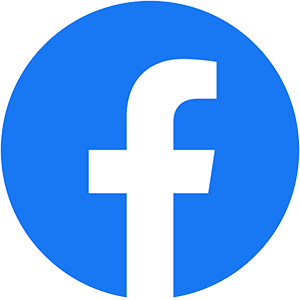 A round blue Facebook logo