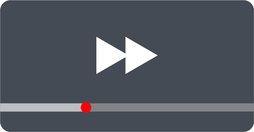 An icon of a video simplified to a grey screen with play buttons