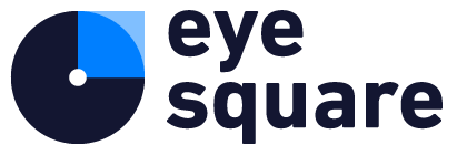 the eye square logo on two lines, featuring the eye motif on the left