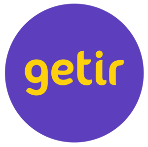 Getir logo with a white stroke around it