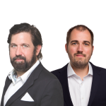 A combined portrait of Michael Schiessl (left) and Felix Fischer (right)