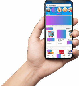 Hand holds smartphone with gopuff shopping site