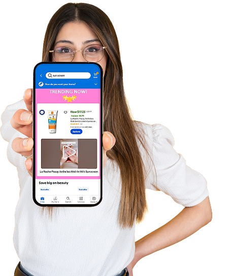 Visual of a woman with glasses and a smartphone in her hand