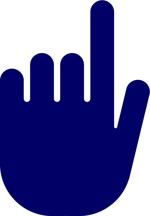 An icon of a hand with a finger up