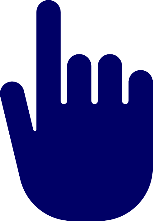 An icon of a hand with a finger up